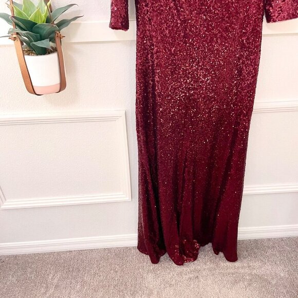 Revelry Off the Shoulder Ember Red Sequin Maxi Dress Gown Size 18 - Picture 6 of 9